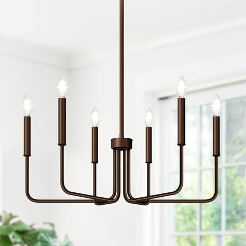 6 Light Farmhouse Chandelier for Dining Room Lighting Fixtures Hanging