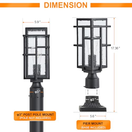 Outdoor Post Lighting Fixture with Pier Mount Base
