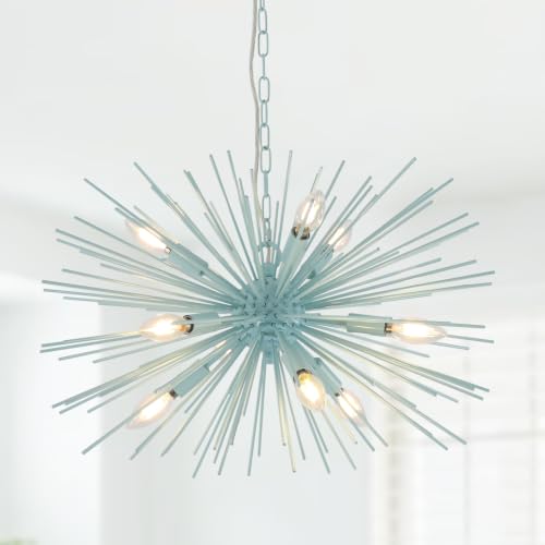 24in 9 Light Blue Modern Sputnik Chandelier Mid