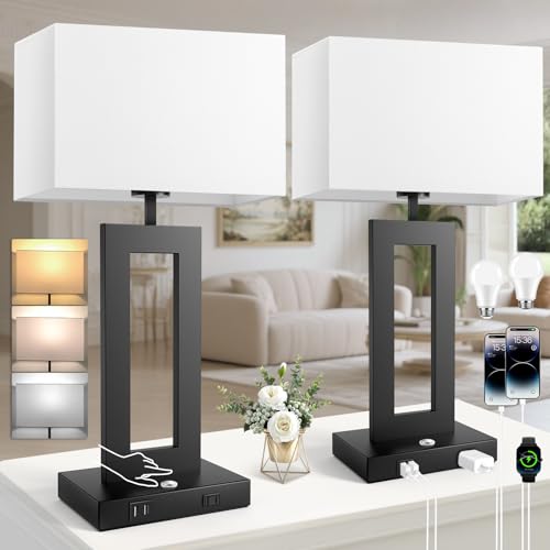 27.2’’ Tall Black Table Lamps for Living Room Bedroom (2 Count)