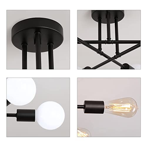 Black Modern Sputnik Chandelier Ceiling Light Fixtures