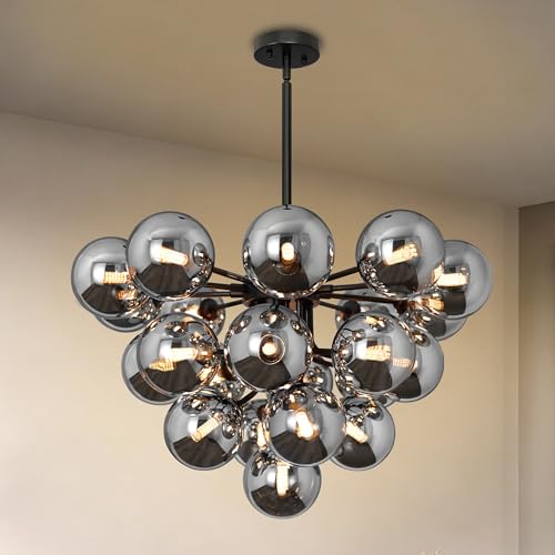 Sputnik Chandelier Dining Room Light Fixture Black Smokey Glass Chandelier