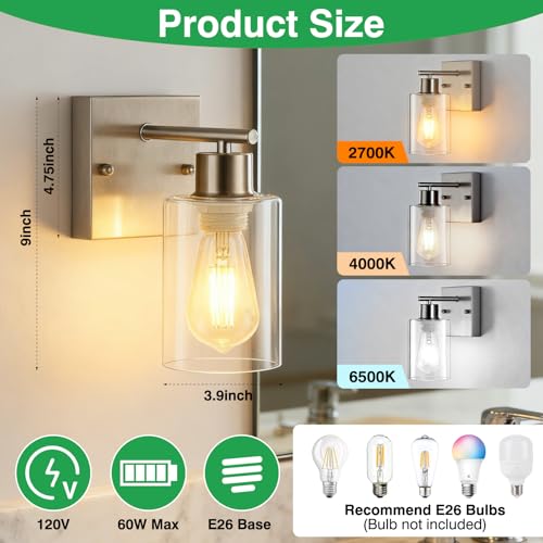 2 Pack Bathroom Wall Sconces (2 Count)