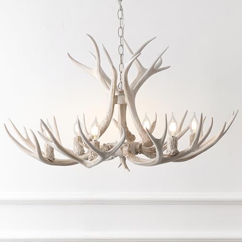 Eldora 6 Light Resin Antler Chandelier 33"