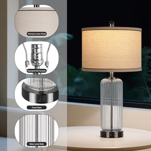27" Black Glass Table Lamp (2 Count)