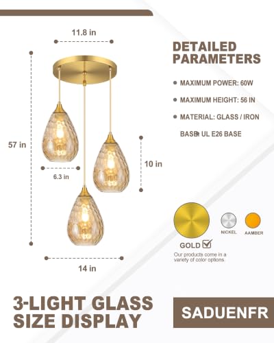 3 Light Pendant Lighting Dining Room Lights Fixture Over Table