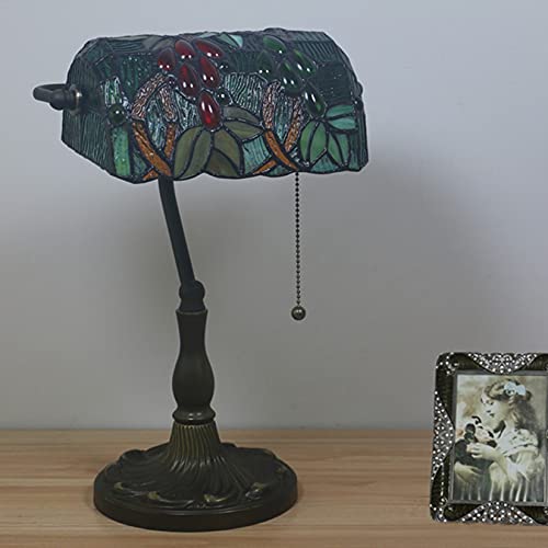 Tiffany Style Bankers Table Lamp Stained Glass Piano Desk Lamp Vintage Bedroom Bedside Lamp for Study