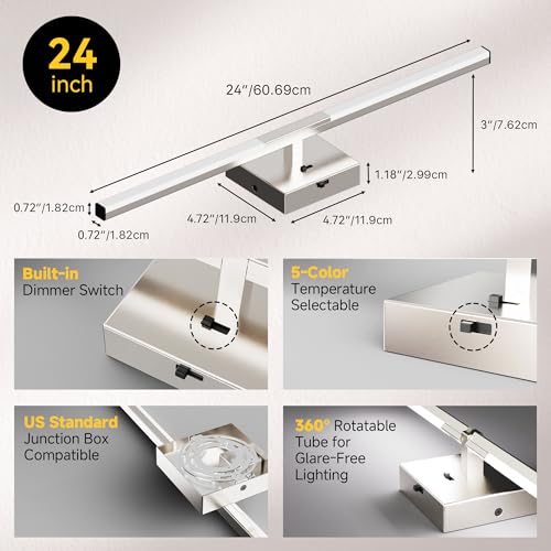 24 Inch Brushed Nickel Bathroom Vanity Light