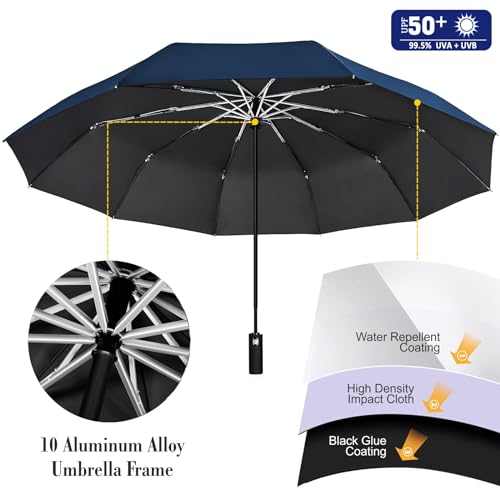 UPF 50+ Beach Umbrella with Adjustable Universal Clamp