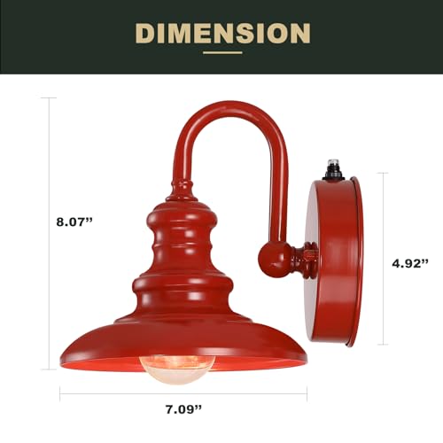 Dusk to Dawn Sensor Outdoor Gooseneck Barn Light Fixture Red