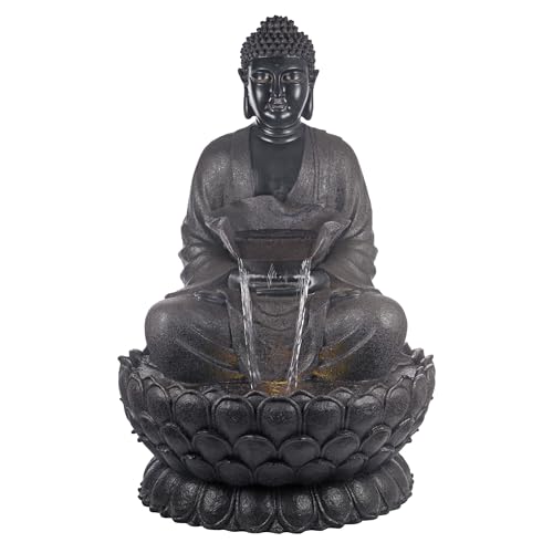 WIN1170 53" Outdoor Floor Calming Buddha Statue Waterfall Fountain