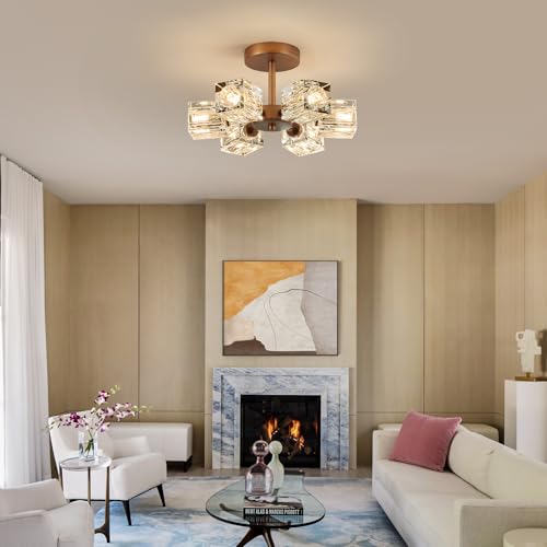 Crystal Antique Semi Flush Ceiling