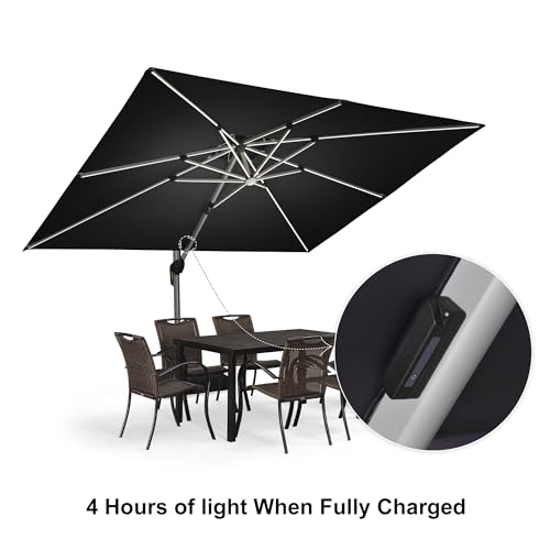 Patio Umbrella with Base 9'X12' Double Top LED Light