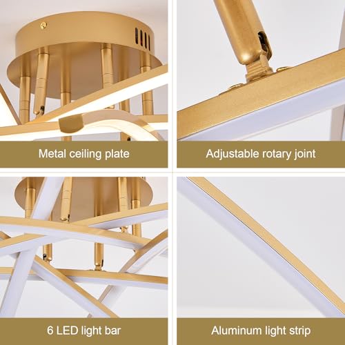 Gold LED Chandelier Semi Flush Mount Ceiling Light (6 Count)