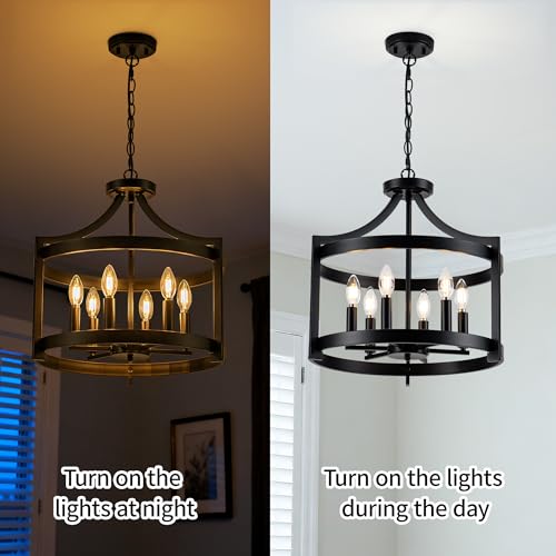 6 Lights Black Farmhouse Chandelier
