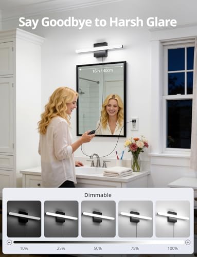 Black Plug in Vanity Light Bar Corded for Bathroom Lighting Fixture No Wiring