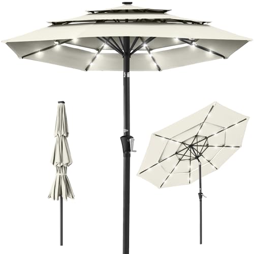 10ft 3 Tier Solar Patio Umbrella