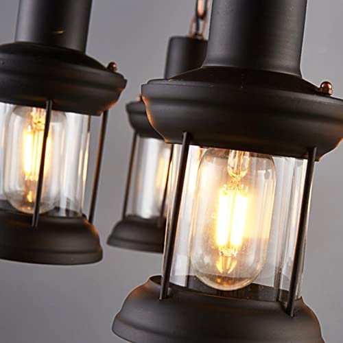 Rustic Industrial Retro Chandelier with 4 E26 Light and Adjustable Hanging Chain