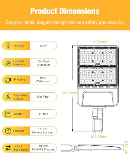 LED Parking Lot Light 300W 42000LM 5000K
