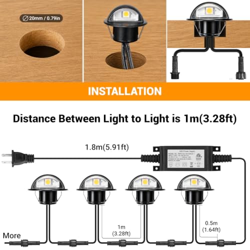 12Pack Low Voltage LED Recessed Deck Lights Kit Outdoor Landscape Lighting (12 Count)
