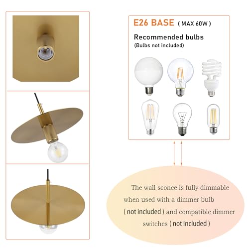 Modern Pendant Lighting Gold Farmhouse Pendant Light 11.81" Brushed Brass Dome Industrial Mid Century Knurled Texture Hanging Lamp Ceiling Light Fixture Kitchen Island Dinning Room Bedroom