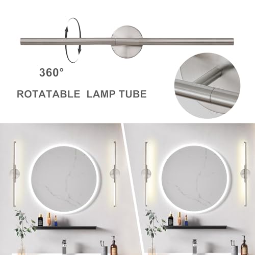 Brushed Nickel Bathroom Light Fixtures Over Mirror 30 Inch