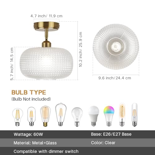 Glass Semi Flush Mount Ceiling Light Fixture