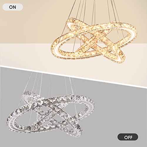 Modern LED Chandeliers Crystal Chandeliers Ceiling Light Three Rings Pendant Light with Acrylic for Bedroom Dinning Room Hallway(Warm White 30/40/50)
