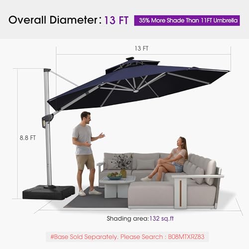 Cantilever Umbrella 13ft Solar LED Light Double Top