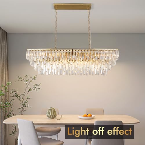 39" Modern Rectangle Crystal Chandelier