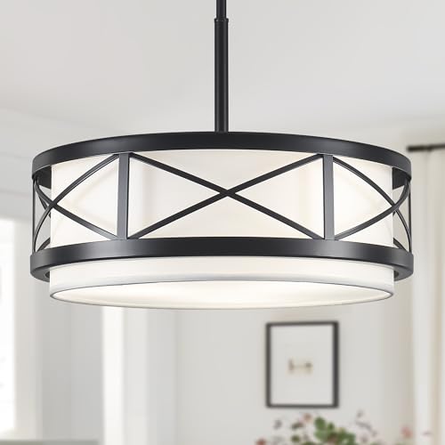 19.7" Modern Black Drum Chandelier (5 Count)