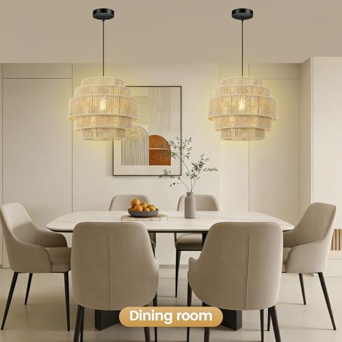 Boho Rattan Chandelier Light