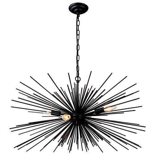 31in 4 Light Black Sputnik Chandelier Mid