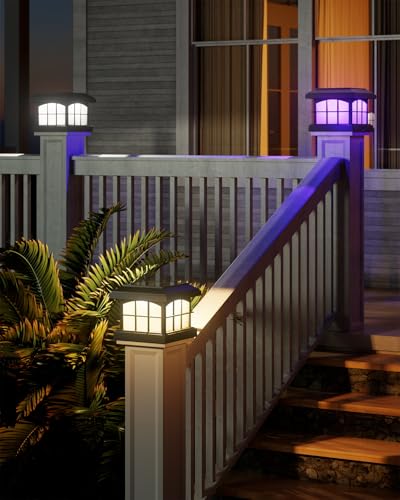 RGBCW Solar Post Cap Lights 6 (6 Count)