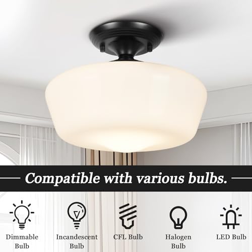 Schoolhouse Style Semi Flush Mount Ceiling Light Fixture