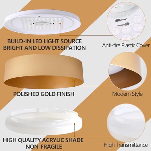 16.5" Gold Flush Mount Ceiling Light