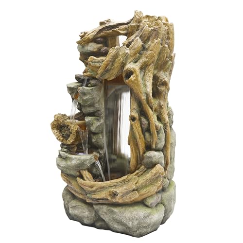 TZL404 71" Cascading Tree Trunk Fountain with LED Lights