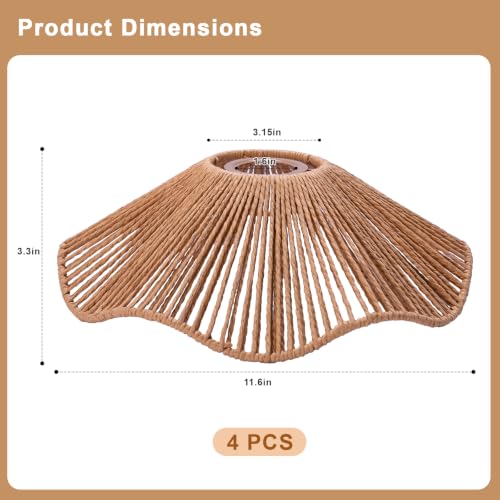 4 Pcs Wavy Rattan Lamp Shades (4 Count)