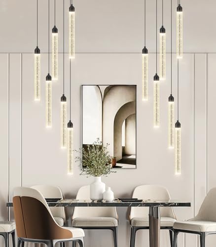 Modern Crystal Pendants Lighting Mini Chandelier for Kitchen Island LED Dimmable Ceiling Handing Lighting Adjustable Flush Mount Ceiling Light for Dining Room Hallway