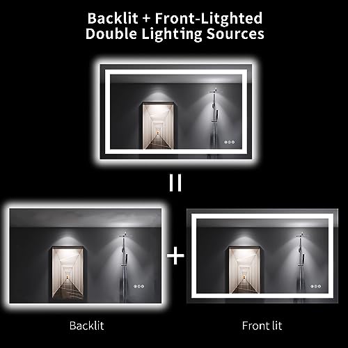 48"X30" LED Bathroom Mirror with Lights