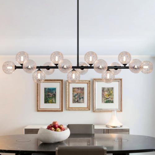 Linear Chandeliers 55'' Sputnik Glass Chandelier for Dining Room 16 Light