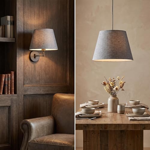 Set of 2 Medium Gray Spider Fitter Replacement Lamp Shades for Table Lamps (2 Count)