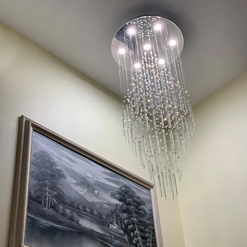 6 Light Flush Mount High Ceiling Chandelier
