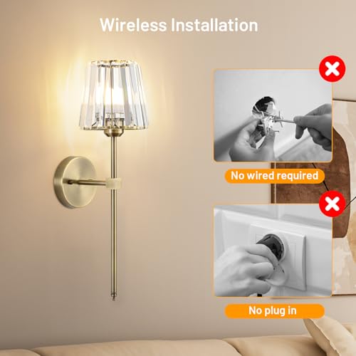 Crystal Battery Operated Wall Sconces Set of 2 (2 Count)