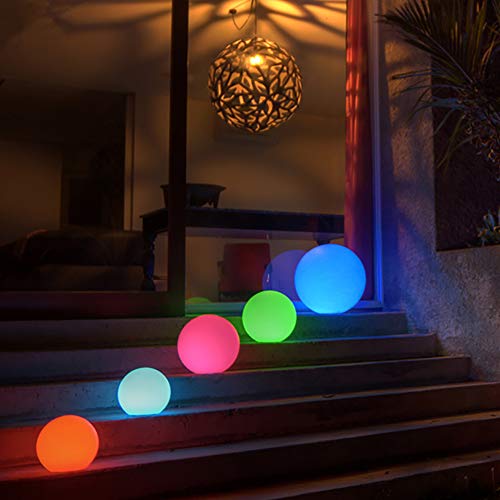 8-inch Ultra-Fun LED Glowing Ball Light w/Remote, RGB Color Changing Globe Mood Lamp, 16 Colors 8 Brightness 4 Lighting Modes, Waterproof, Rechargeable & AC Adapter Power, Stunning Light Orb