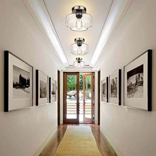 Industrial Semi Flush Mount Ceiling Light Brushed Nickel