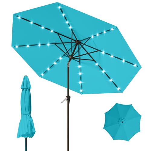 9FT Patio Umbrella with Solar Lights