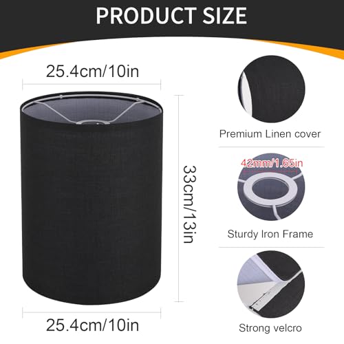 Black Linen Tall Drum Lampshade