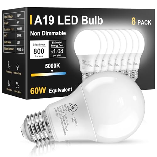8 Pack LED Light Bulbs 60 Watt Equivalent (8 Count)