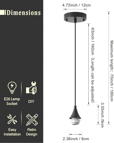 Vintage Black Pendant Light Kit (3 Count)